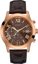 Guess W0669G1 Atlas rose gold brown Leather Men's Watch NEW