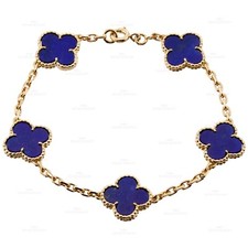 VAN CLEEF & ARPELS Vintage Alhambra Lapis Lazuli Yellow Gold 5-Motif Bracelet