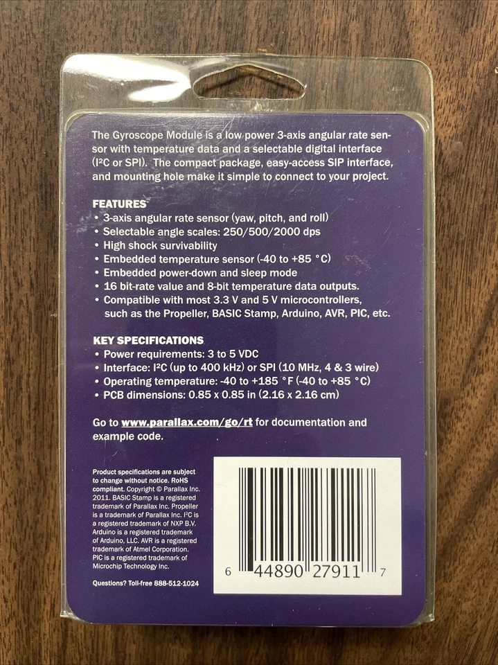 PARALLAX Sensor GYROSCOPE MODULE 3-AXIS L3G4200D also Supplies temperature Data - Image 2 of 2