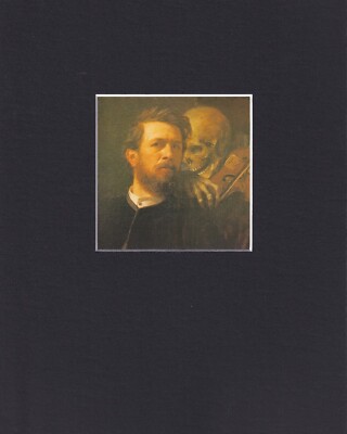 8X10'' Matted Print Art Picture: Arnold Bocklin, Self-Portrait w/Death as Fiddler