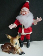 Vintage Santa Figure Christmas Celluloid Deer