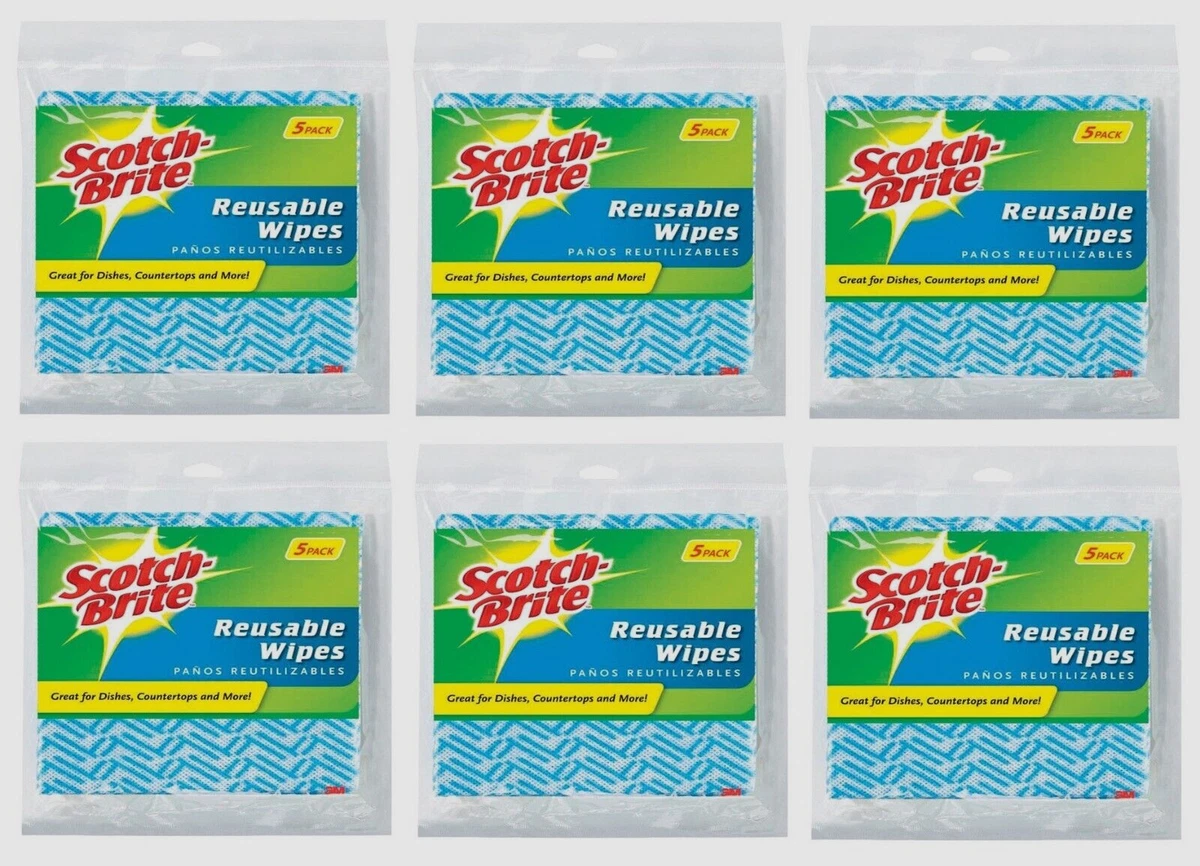 6~ Scotch-Brite Microfiber Reusable Wipes Wipe, clean, polish or dust 5 pk  New!!