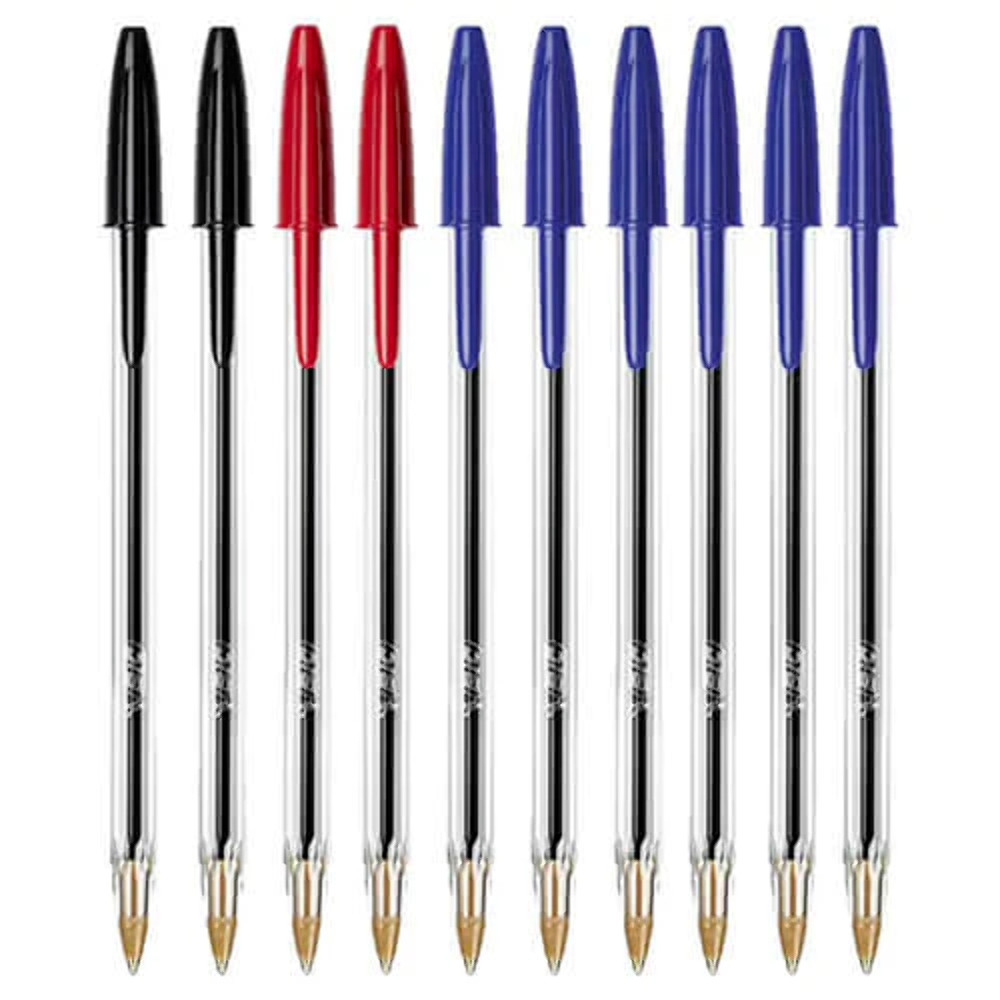 Bic Cristal Original Medium Point 1.0mm Ballpoint Pens Pack 10 Assorted