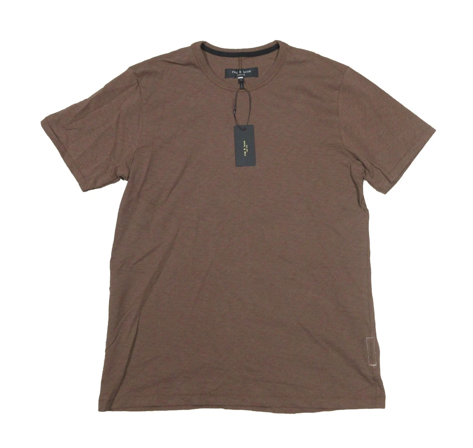 rag & bone Espresso Classic Lightweight Slub Cotton Short Sleeve Shirt (M)