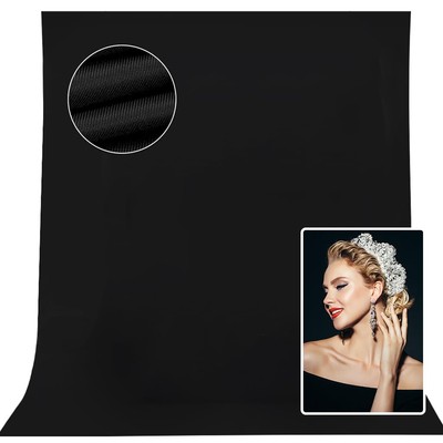 10x8ft Black Backdrop Background for Photography, Solid Black High Density Po...