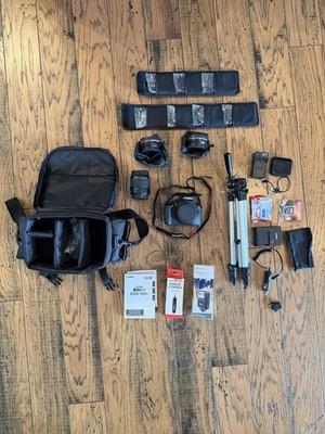 New Canon EOS Rebel T7 DSLR EF-S 18-55mm IS II Lens Bag Battery X2 Lens Charger