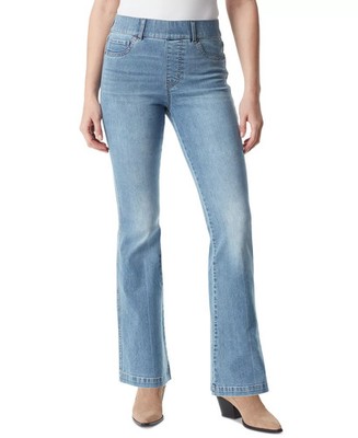 Gloria Vanderbilt Women's Shape Effect Pull-On Flared-Leg Jeans Light Blue 14S