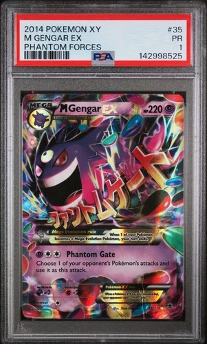 2014 POKEMON XY PHANTOM FORCES #35 M GENGAR EX PSA 1