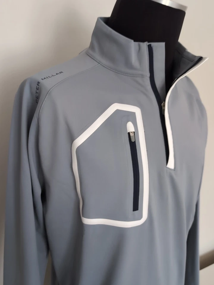 Peter Millar Forge M CrownSport Golf Pullover QuarterZip Jacket MA22EK42 Gray - Image 2 of 4
