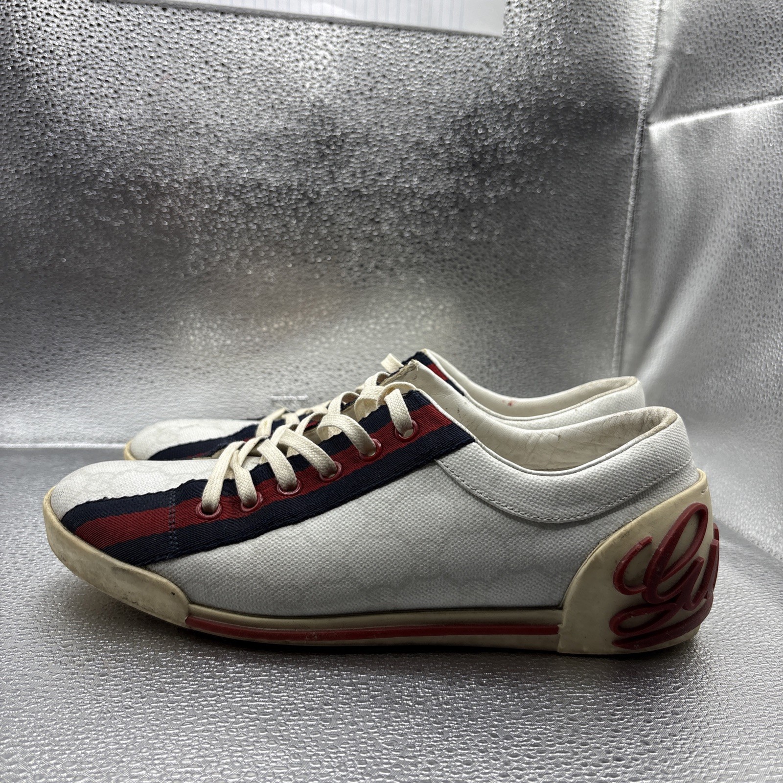 RARE GUCCI SCRIPT WEB STRIPE CURSIVE BOULEVARD SN… - image 3