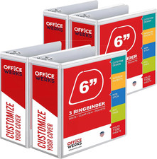 4 Pack of 6 Inch 3 Ring Binder with Locking Angle D Rings, Professional Heavy Du