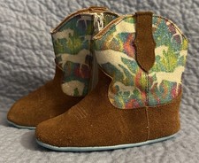 Tin Haul Baby Boots Born To Ride Horses infant Mini Colt SZ 3 Glitter Girls Teal