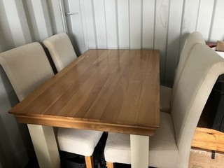 Rectangular Medium Wood Dining Table & 4 Upholstered Chairs Set Brown/Beige