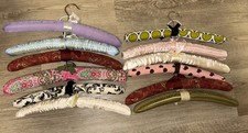 Lot of 12 Vintage Padded Hangers Satin/Silk Fabric Padded Lingerie Hangers