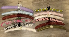 Lot of 12 Vintage Padded Hangers Satin/Silk Fabric Padded Lingerie Hangers