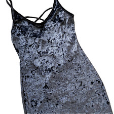 Fashion Nova NWT Velour Mini Dress Blue Size X-Small Peek A Boo Back Party