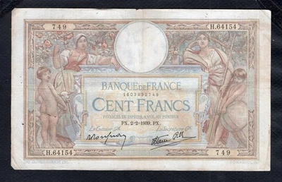 100 Francs Luc Olivier Merson 2.2.1939 état TB - Photo 1/2
