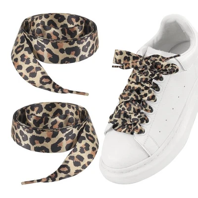 2 Paar Schnürsenkel Leopardenmuster 80cm Breite Schnürsenkel mit leopard für ... - Bild 1 von 4