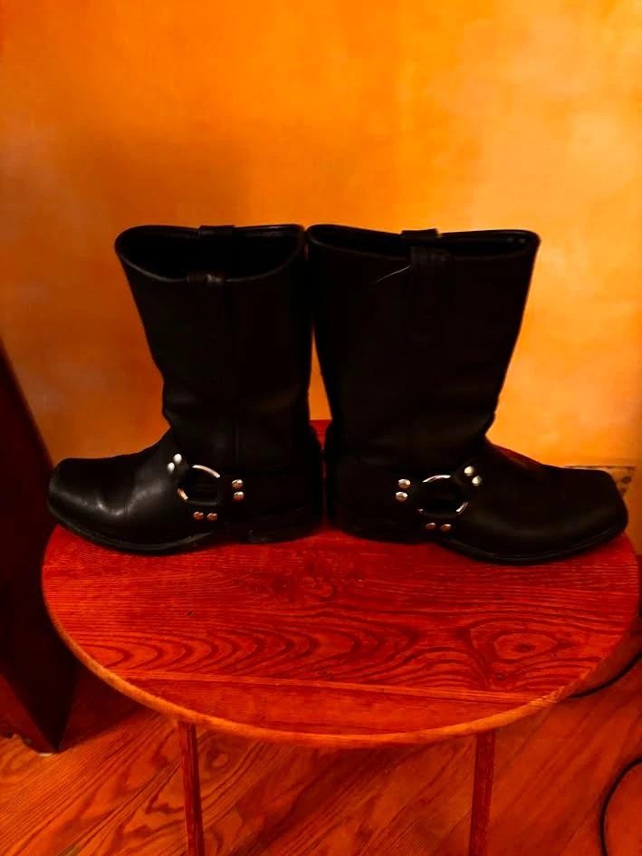 DOUBLE-H 8.5 Arnés Punta Cuadrada Motociclista Motocicleta Botas de Cuero Negras para Hombre Foto 3 de 4