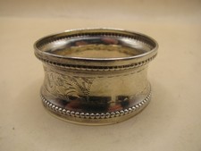 Antique Chester Hallmarked Sterling Silver Engraved Napkin Ring Vacant Cartouche