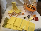 Vintage 1970  Barbie Country Living Home Furniture Orange Kitchen Table & Chairs