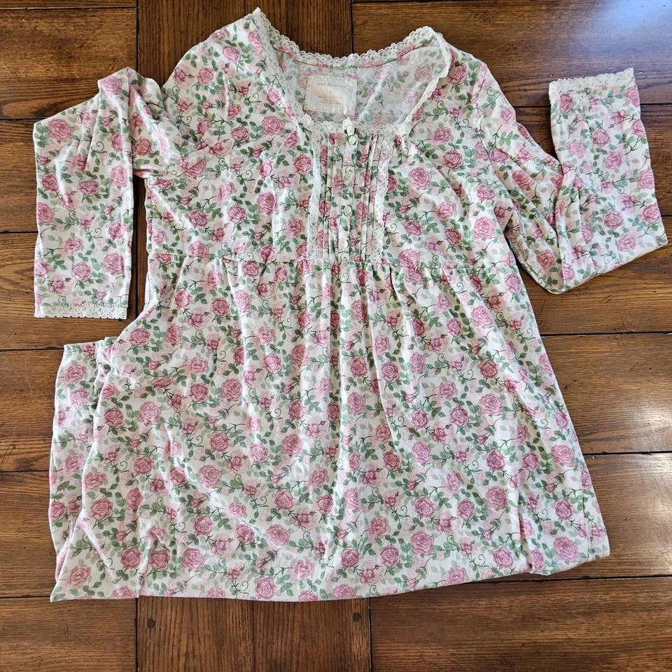 Camisón Mujer 1X Floral Rosa Blanco Cottagecore Grandmacore Largo Femenino Foto 3 de 4