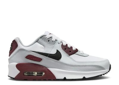 NWOB Nike Air Max 90 LTR GS Trainers White/Grey/Maroon CD6864-125 7Y