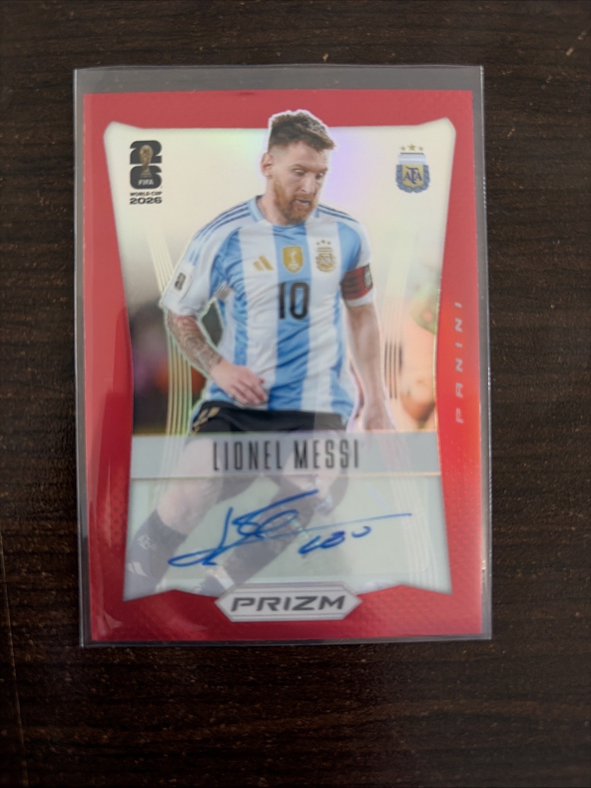 2026 Panini Prizm FIFA World Cup Lionel Messi #12-LM Red Prizm Auto /99