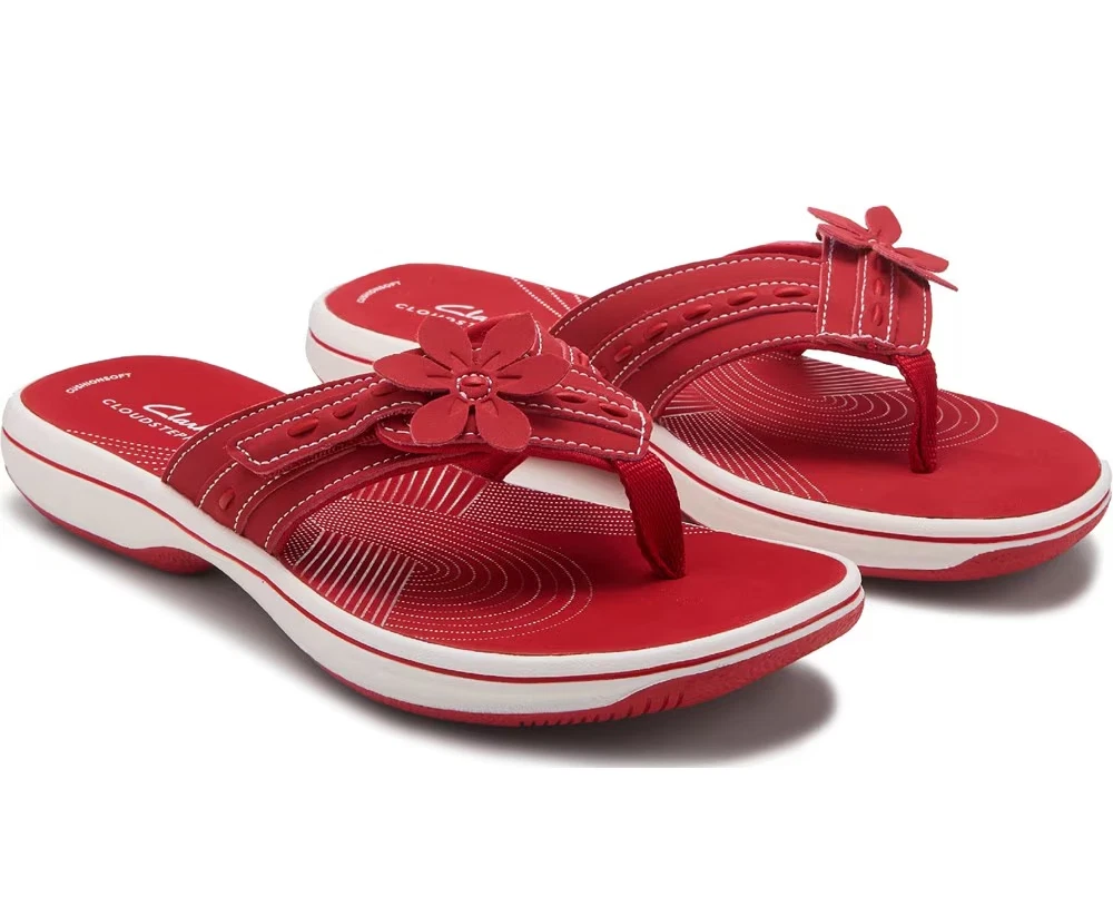 Clarks - Womens Breeze Opal Sandals, Color Cherry, Size: 8 M US