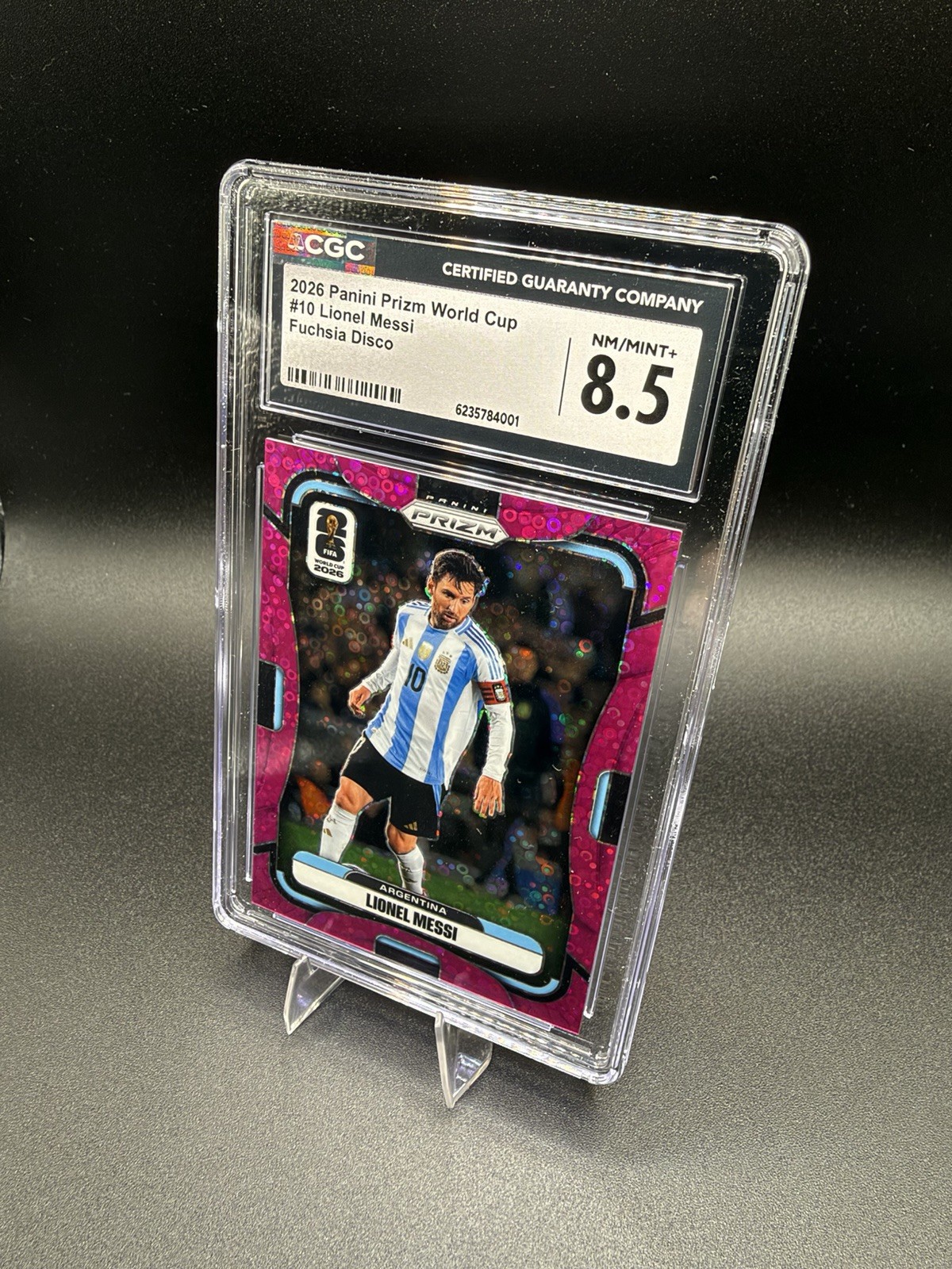 Panini 2026 Prizm FIFA World Cup Lionel Messi #10 Fuchsia Disco Prizm /199 view 7