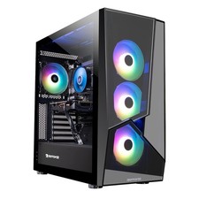 iBUYPOWER Slate MR ATX Mid Tower Case Black RGB Lighting Tempered Glass USB
