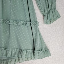 Women's Chiffon Babydoll Mini Y2K Dress Medium Green Ruffle Cottagecore Femme