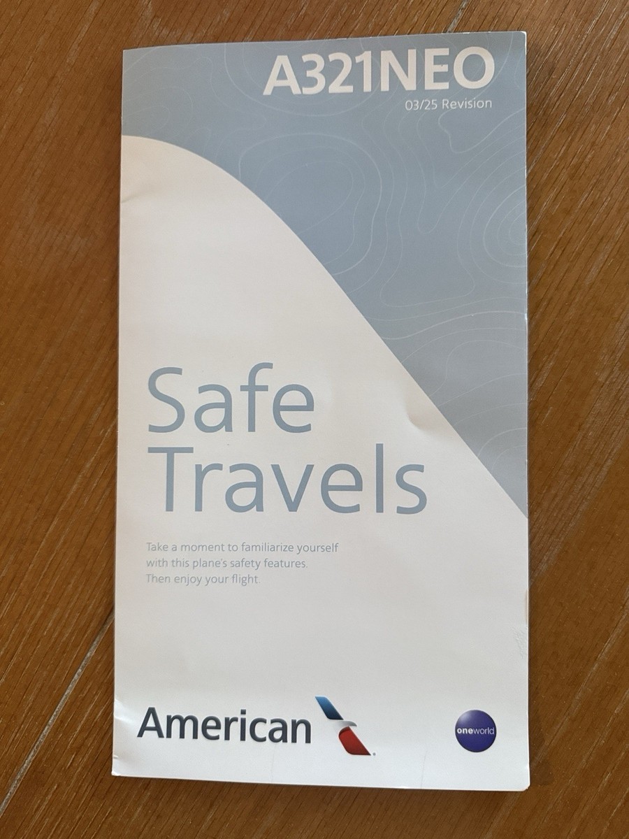 American Airlines アメリカン航空 マニュアル 規定本 CA American Airlines Airbus A321NEO Passenger Safety Cards 03/25