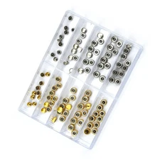 100Pcs Brass Watch Crown Watchmaker Repair Spare Parts Silver&Gold Heads Box B