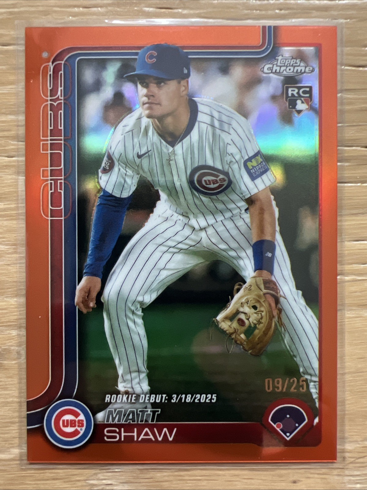 2025 Topps Chrome Update Orange /25 Matt Shaw Rookie Debut #USC135 Cubs