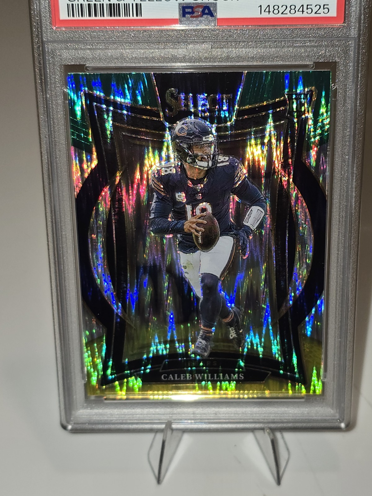 2024 Panini Select Caleb Williams Grren/Yellow Silver Shockwave Rc #25 Psa 🌱🔥 view 2