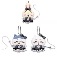 Cute Black Magical Girl Chiikawa Usagi Hachiware Plush Doll Keychain Pendant 4"