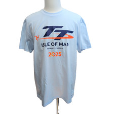 T-shirt TT Isle of Man Tourist Trophy 2025 XL Bleu Ciel Neuf 100% Coton