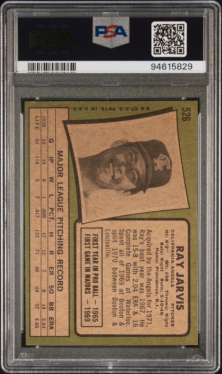 1971 TOPPS #526 RAY JARVIS PSA 8 | eBay