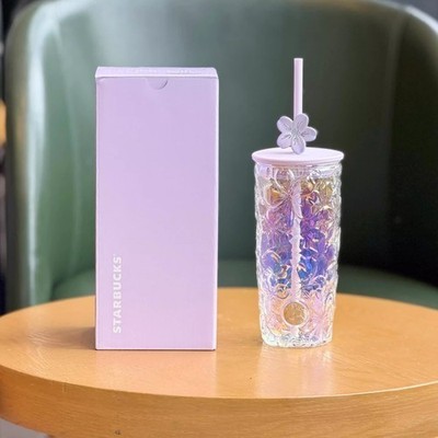 2026 China Starbucks Twilight Sakura 19oz Relief Sakura Glass Straw Cup