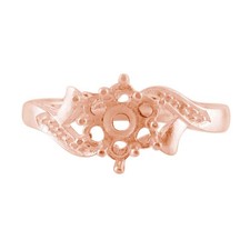 2.5mm Round Semi Mount Ring 925 Sterling Silver Rose Gold Vintage Floral Setting