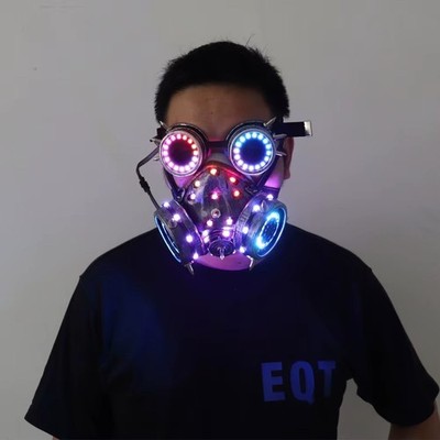 LED Steampunk Gasmaske Cyberpunk Cosplay Brille Gothic Party Maske