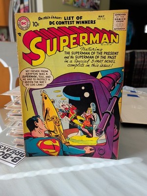 SUPERMAN #113 1957 DC SILVER AGE ''SUPERMAN OF THE PAST/PRESENT''ACTION COMIC VG-