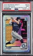 2020 BOWMAN DRAFT CHROME-SKY BLUE REFRACTOR #BD28 ZACH DELOACH PSA 9