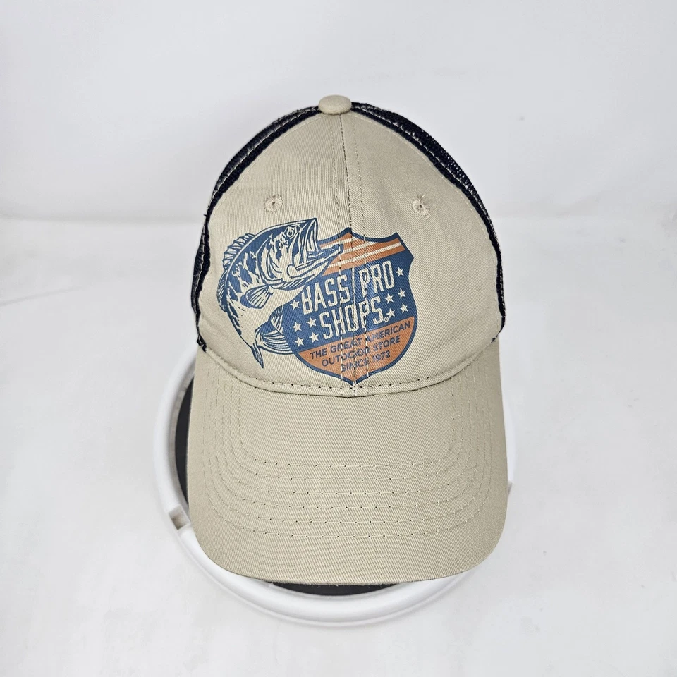 Gorra Bass Pro Shops espalda a presión bronceada azul marino malla camionero pesca pescado ido para hombre Foto 2 de 4