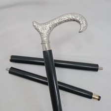 Antique Nautical Brass Silver Derby Head Handle Walking Stick Wooden Cane Gifts