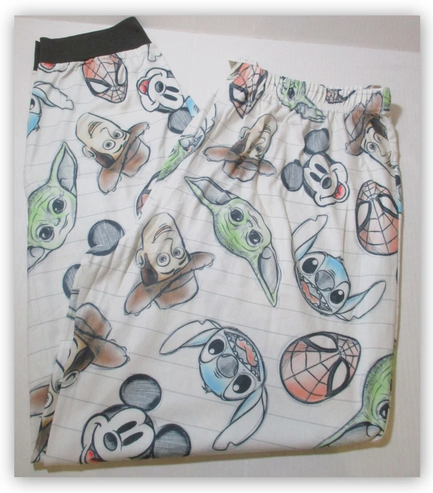 Disney Personaje Jogger Pantalones de Dormir Elásticos Sin Corbata Sin Bolsillos XL Entrepierna 31.5" Foto 2 de 2