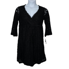 New Ronni Nicole Babydoll Mini Dress Womens Size 14 Black Lace Whimsigoth Fairy