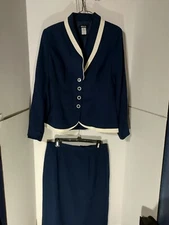 Metro Style Two-piece Skirt Suit Blue Size 10