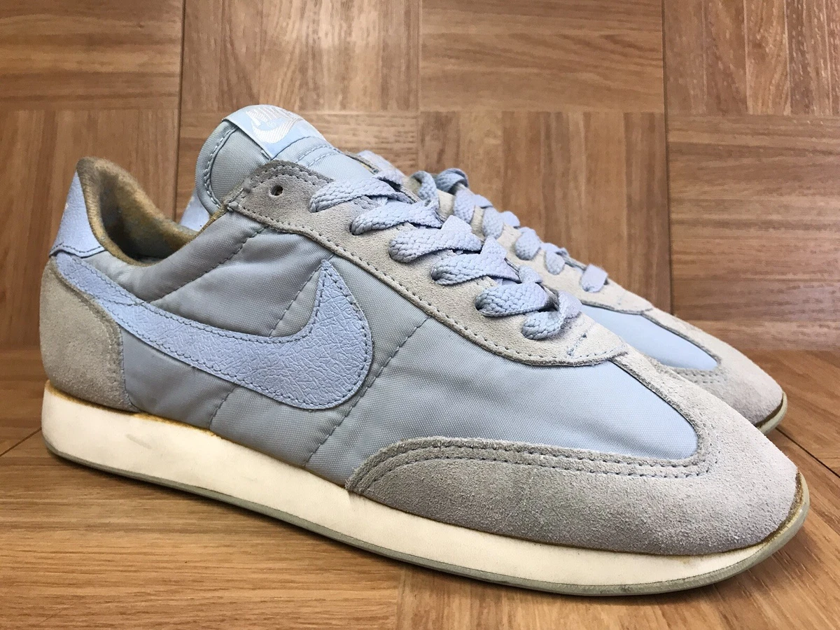Vintage Nike Air Edge 1980 S Original Sneakers Canvas Suede Sz 9 Baby Blue